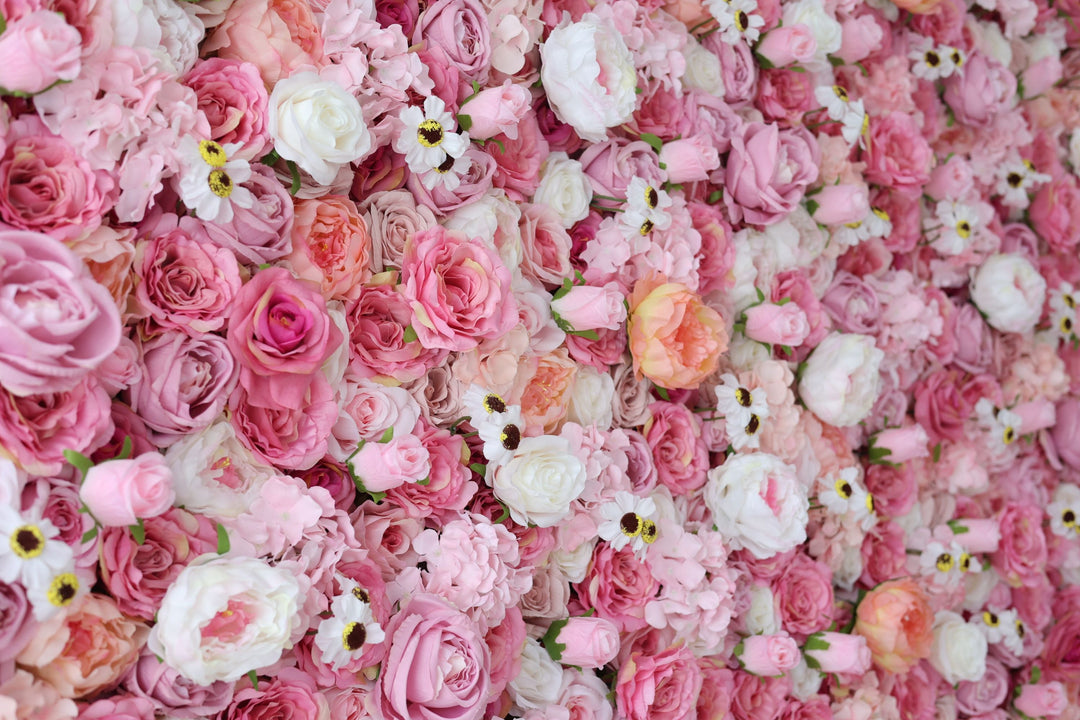 Pink Roses And Hydrangeas, Artificial Flower Wall, Wedding Party Backdrop