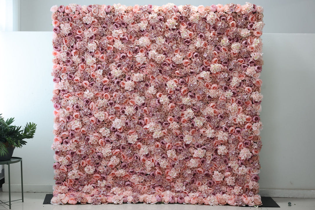 Pink Roses And Hydrangeas, Artificial Flower Wall, Wedding Party Backdrop