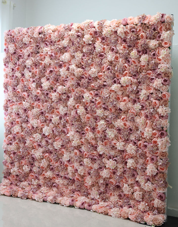 Pink Roses And Hydrangeas, Artificial Flower Wall, Wedding Party Backdrop