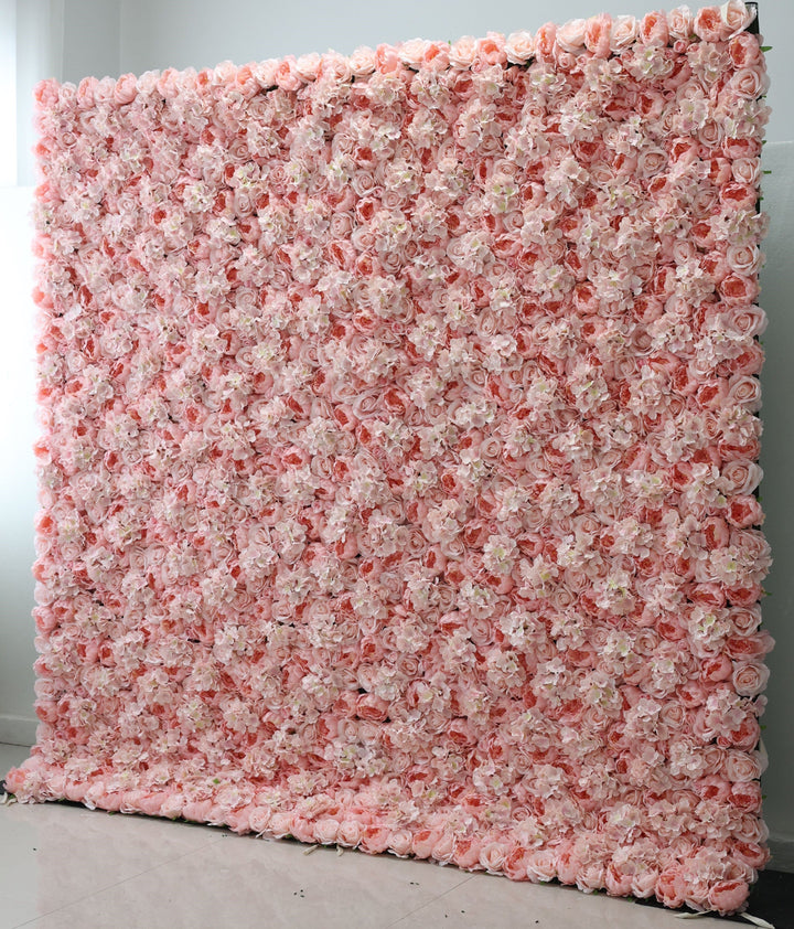 Pink Roses And Hydrangeas, Artificial Flower Wall, Wedding Party Backdrop