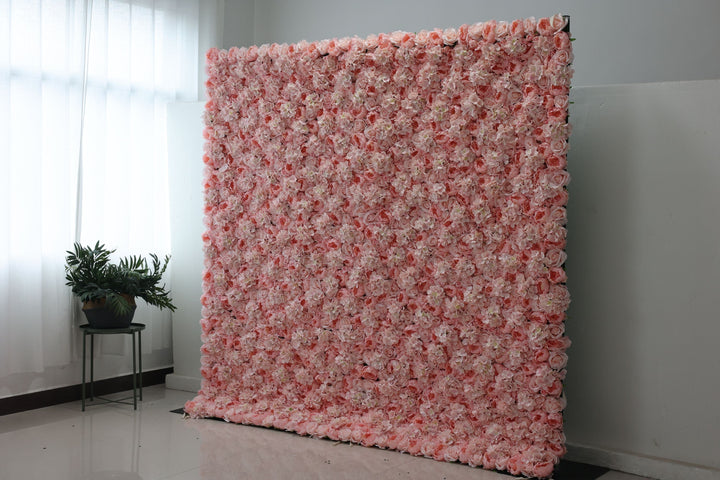 Pink Roses And Hydrangeas, Artificial Flower Wall, Wedding Party Backdrop