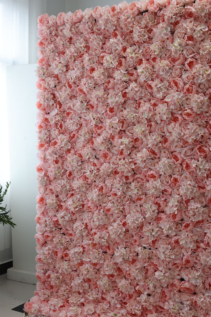 Pink Roses And Hydrangeas, Artificial Flower Wall, Wedding Party Backdrop