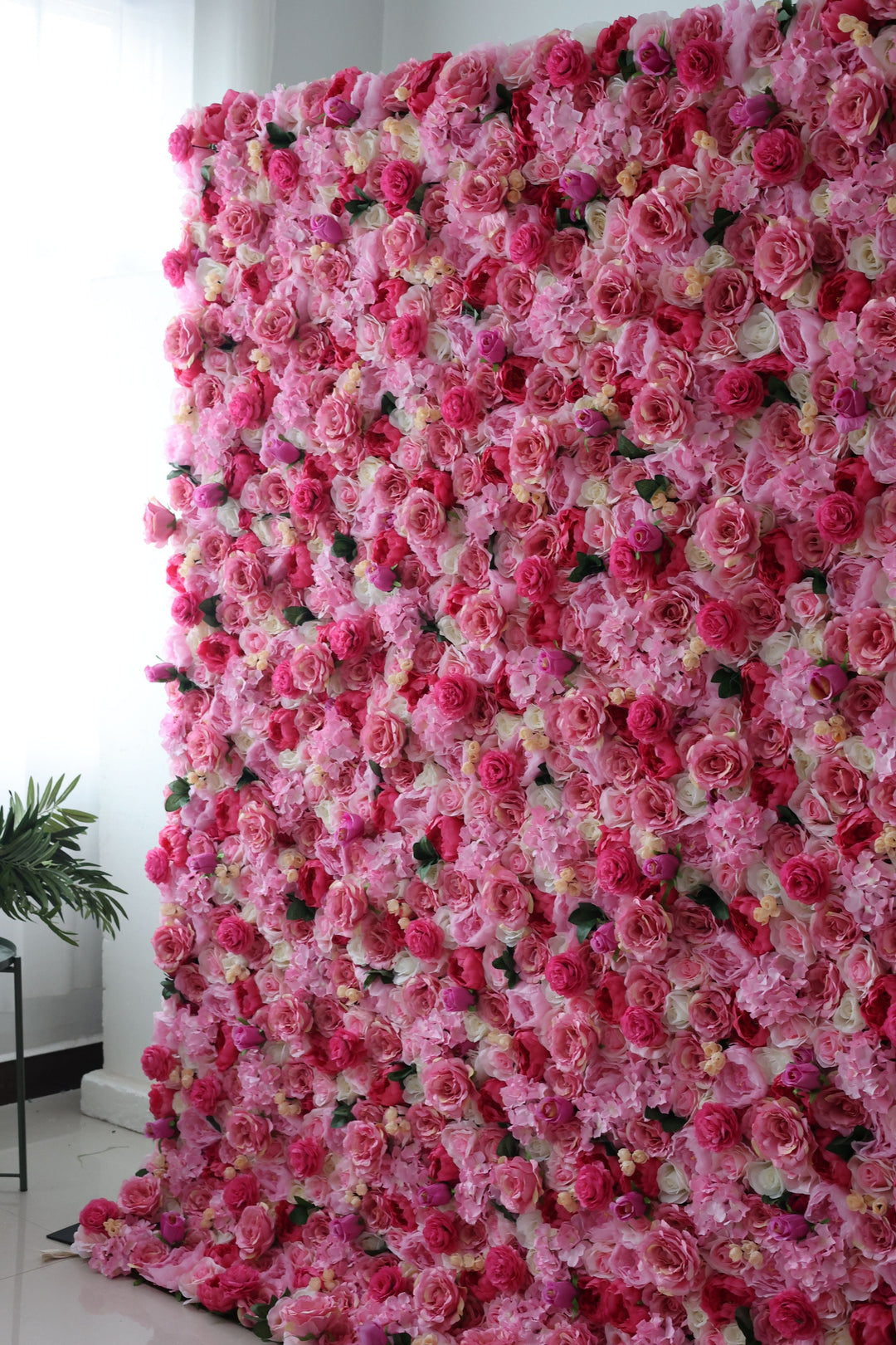 Pink Roses And Hydrangeas, Artificial Flower Wall, Wedding Party Backdrop