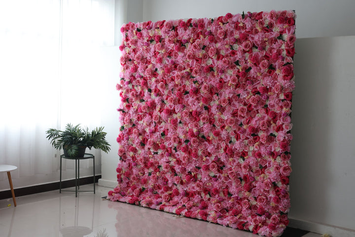 Pink Roses And Hydrangeas, Artificial Flower Wall, Wedding Party Backdrop