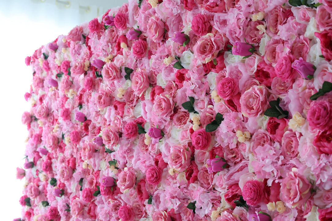 Pink Roses And Hydrangeas, Artificial Flower Wall, Wedding Party Backdrop