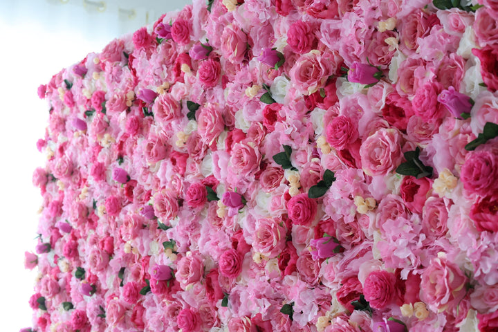 Pink Roses And Hydrangeas, Artificial Flower Wall, Wedding Party Backdrop