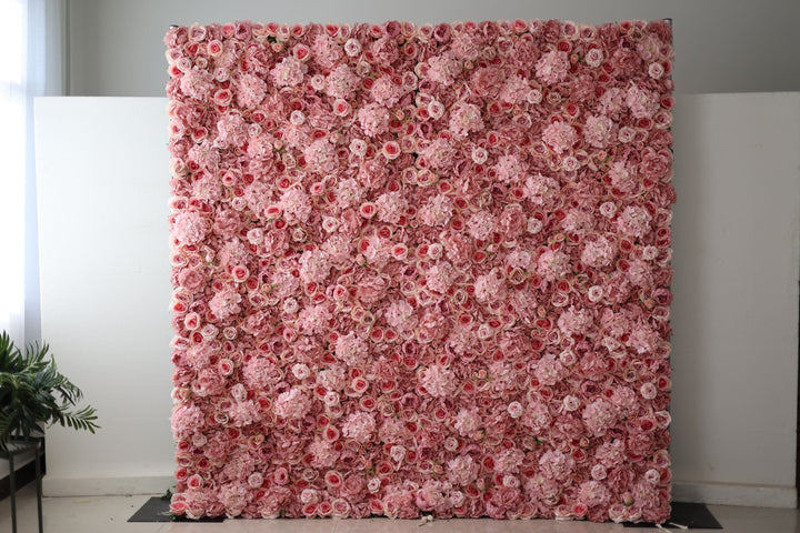 Pink Roses And Hydrangeas, Artificial Flower Wall, Wedding Party Backdrop