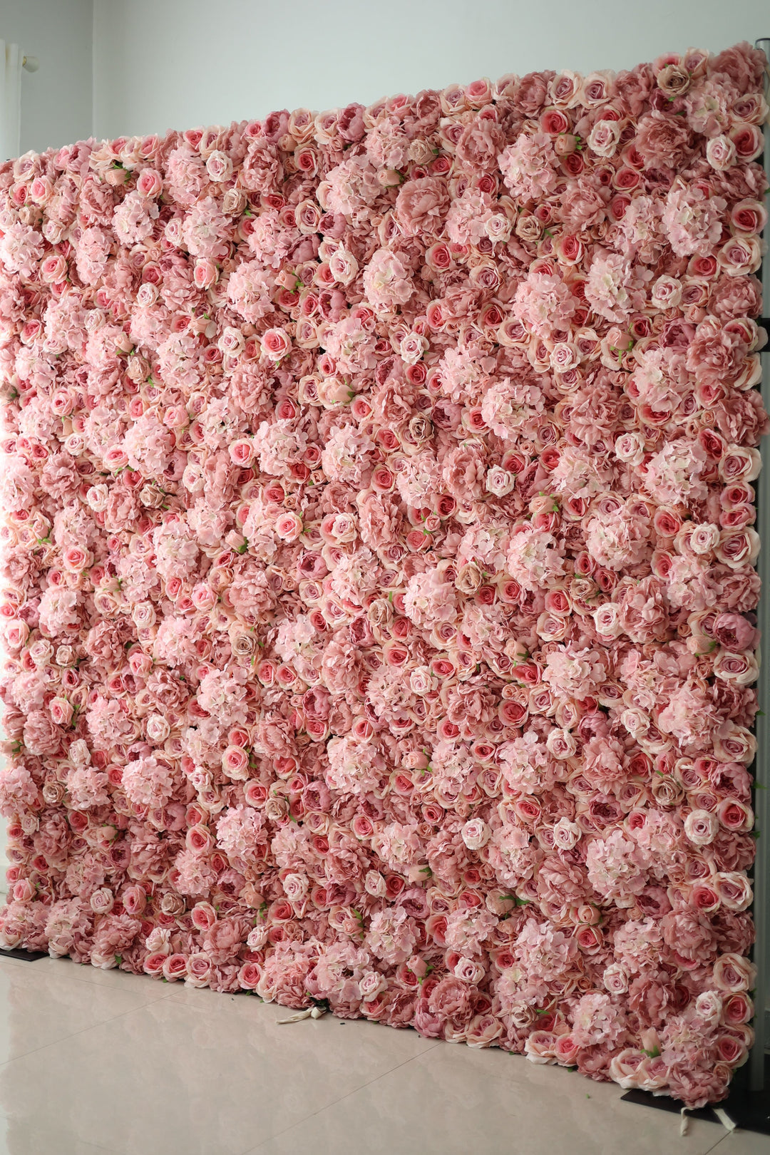 Pink Roses And Hydrangeas, Artificial Flower Wall, Wedding Party Backdrop