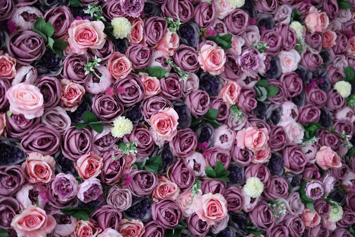 Pink Roses And Peonies And Green Leaves, Artificial Flower Wall, Wedding Party Backdrop