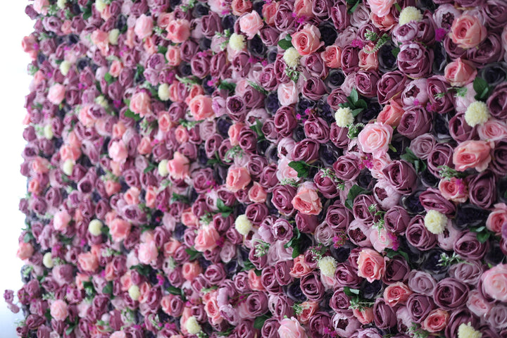 Pink Roses And Peonies And Green Leaves, Artificial Flower Wall, Wedding Party Backdrop