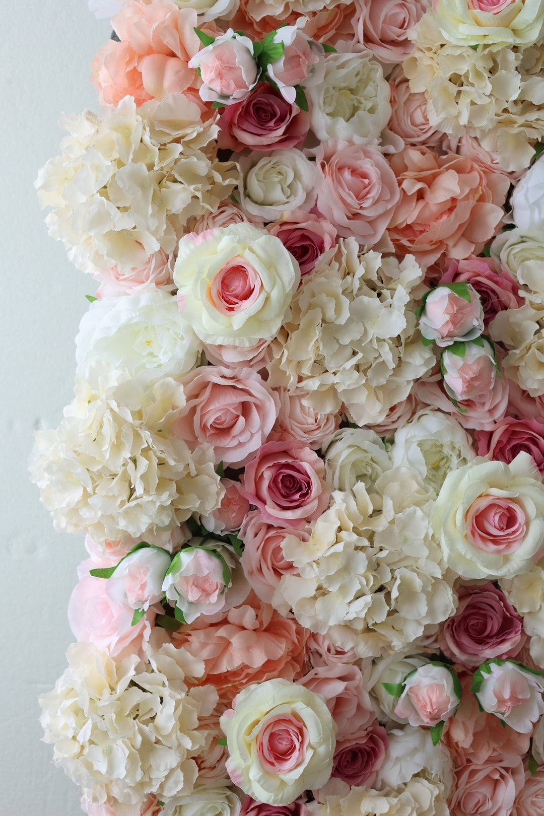 Pink Roses And White Hydrangeas, Artificial Flower Wall, Wedding Party Backdrop