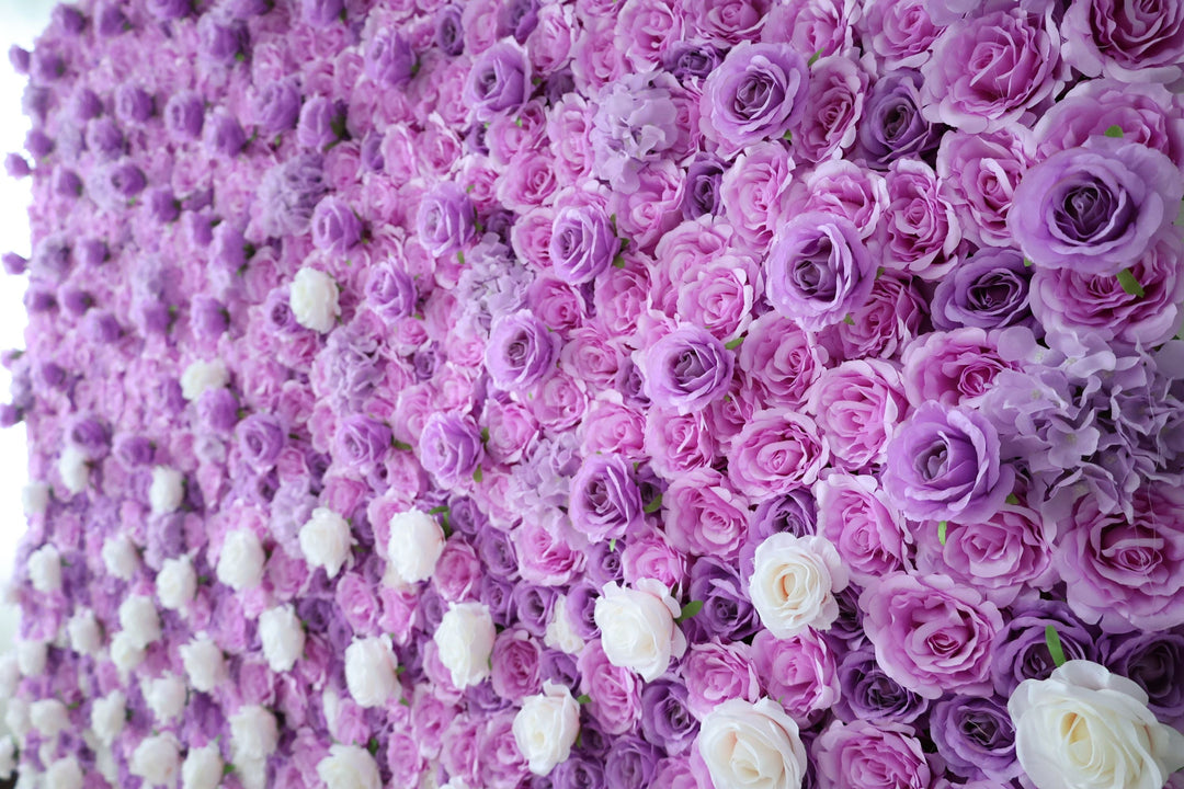 Purple Rose Gradient, Reed Pampas Grass, Artificial Flower Wall, Wedding Party Backdrop