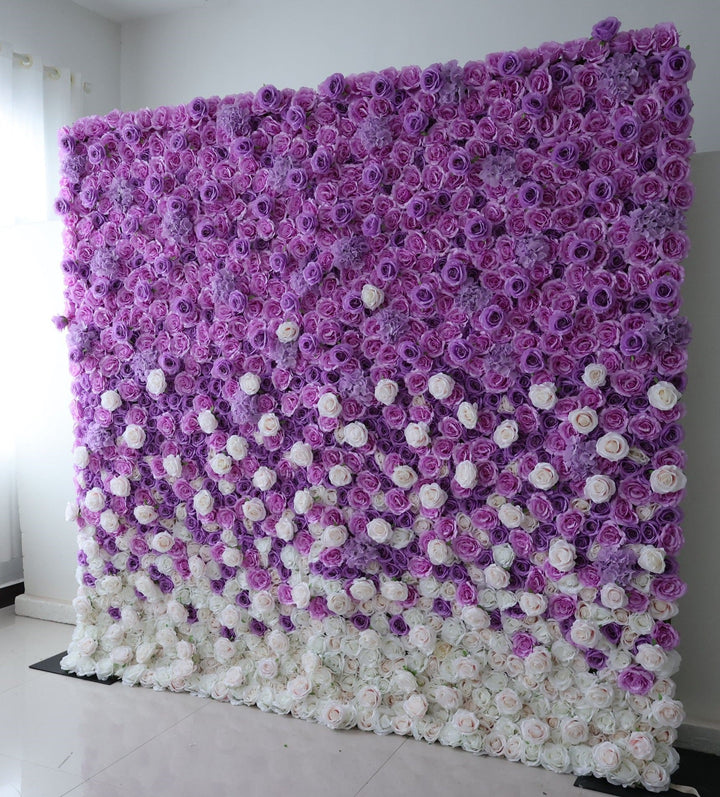 Purple Rose Gradient, Reed Pampas Grass, Artificial Flower Wall, Wedding Party Backdrop