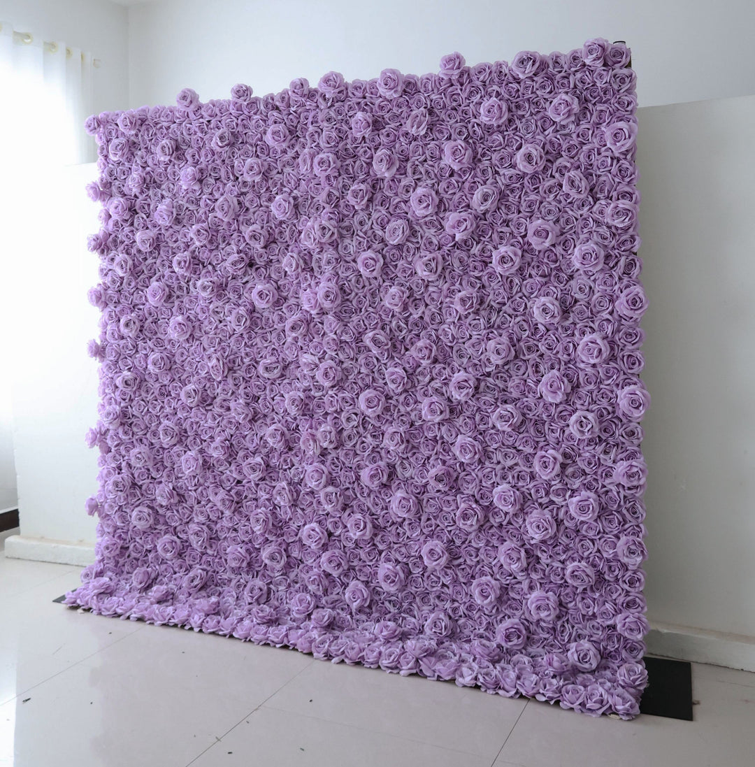 Purple Roses, 3D, Fabric Backing Artificial Flower Wall