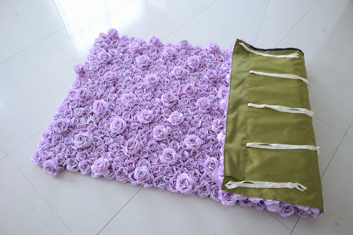 Purple Roses, 3D, Fabric Backing Artificial Flower Wall