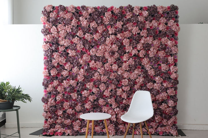 Purple And Pink Roses And Hydrangeas, Artificial Flower Wall, Wedding Party Backdrop