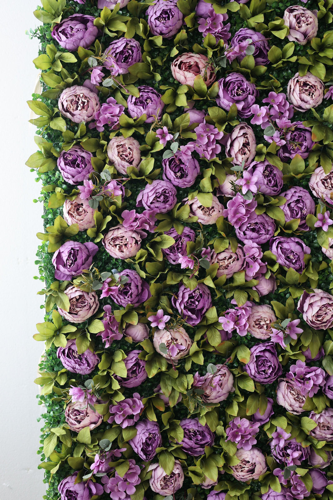 Purple Roses And Green Leaves, Artificial Flower Wall, Wedding Party Backdrop