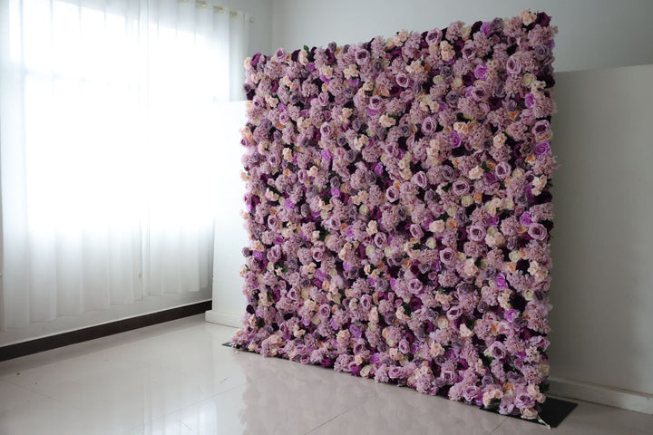 Purple Roses And Hydrangeas And Peonies, Artificial Flower Wall, Wedding Party Backdrop