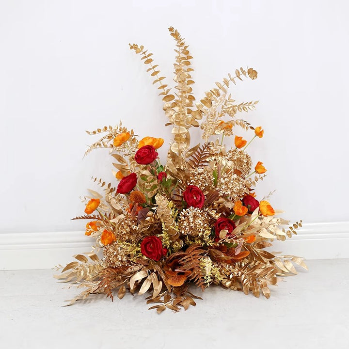 Red & Golden Wedding Arrangements, Red Artificial Flowers, Diy Wedding Flowers