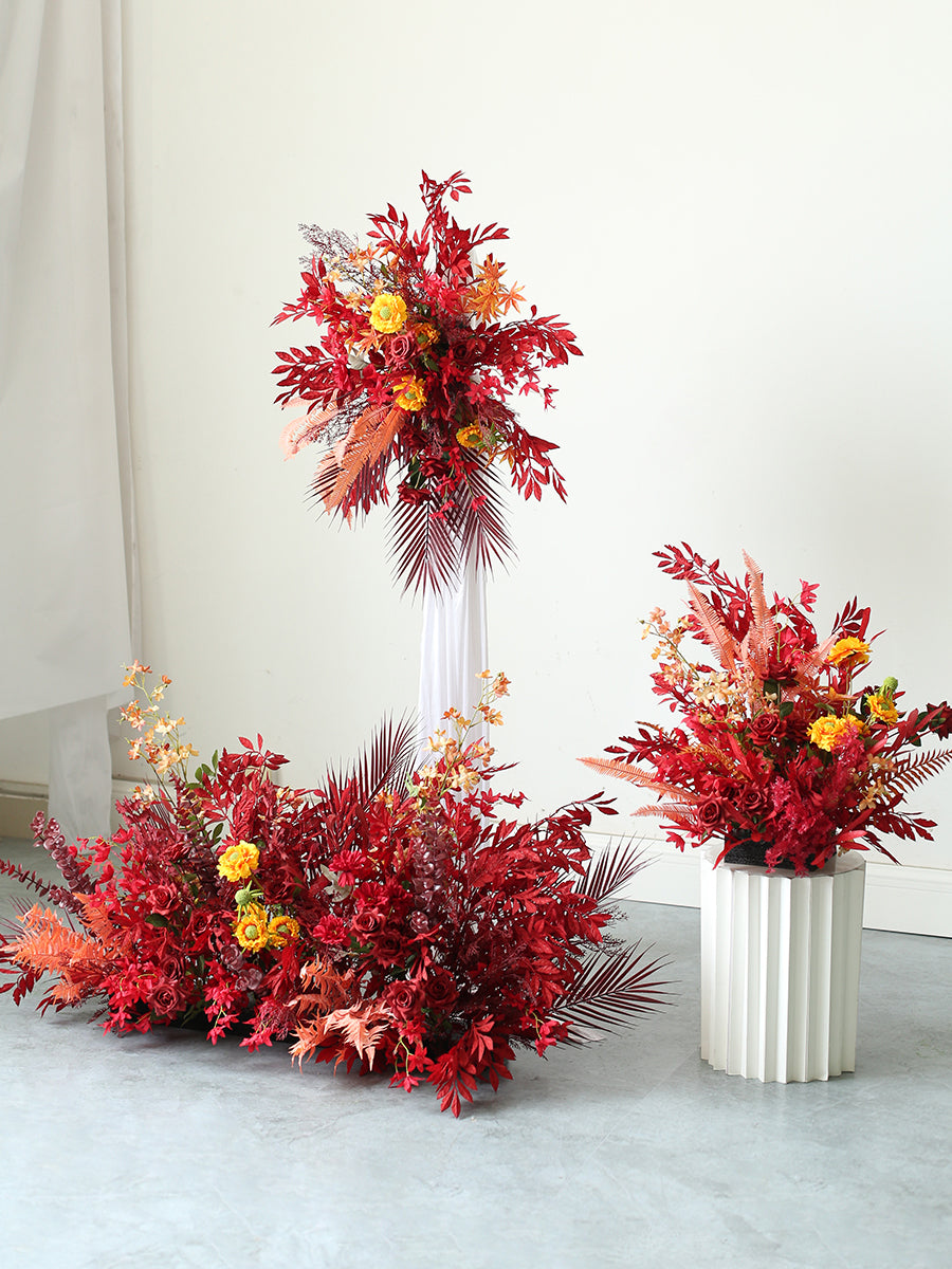 Party & Wedding Flowers Arrangement, Red Artificial Flowers, Diy Wedding Flowers