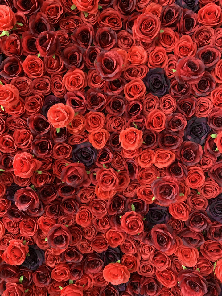 Red And Crimson Roses, Artificial Flower Wall, Wedding Party Backdrop