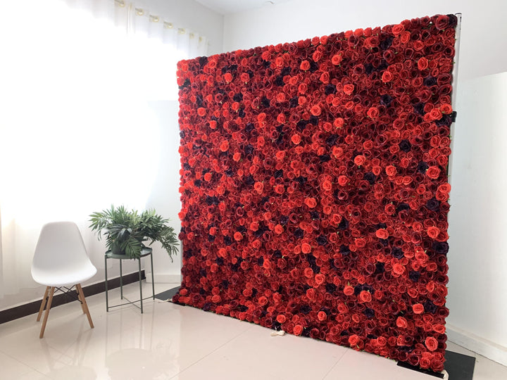 Red And Crimson Roses, Artificial Flower Wall, Wedding Party Backdrop
