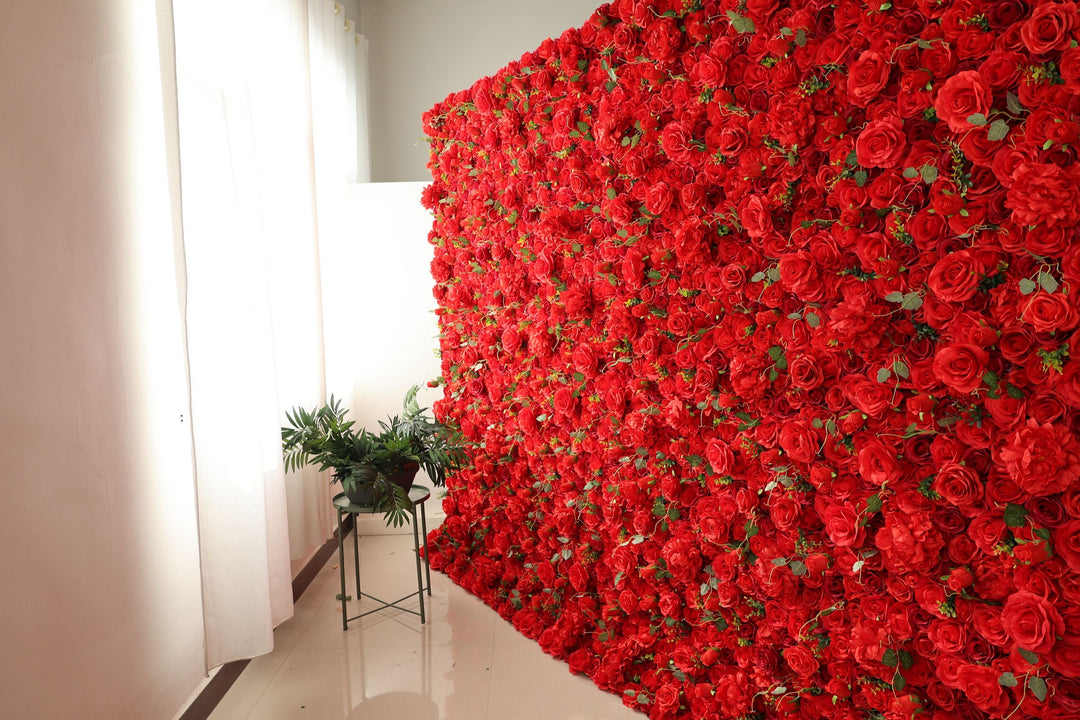 Red Roses, Artificial Flower Wall, Wedding Party Backdrop