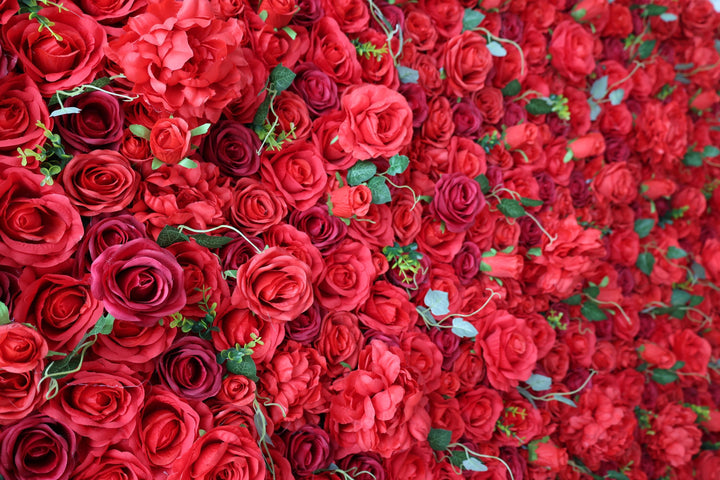 Red Roses, Artificial Flower Wall, Wedding Party Backdrop