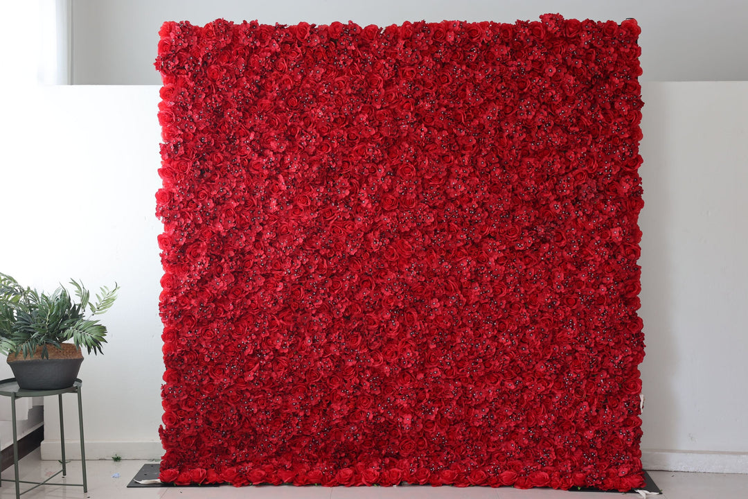 Red Roses And Hydrangeas, Artificial Flower Wall, Wedding Party Backdrop