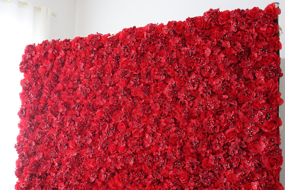 Red Roses And Hydrangeas, Artificial Flower Wall, Wedding Party Backdrop