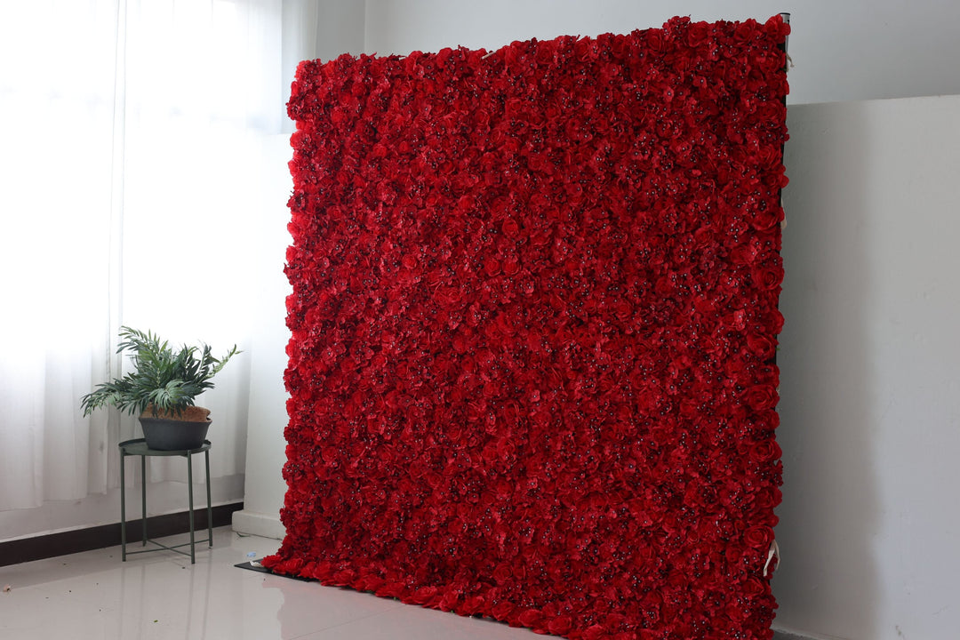 Red Roses And Hydrangeas, Artificial Flower Wall, Wedding Party Backdrop