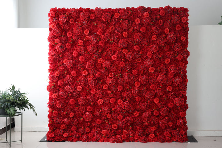 Red Roses And Hydrangeas, Artificial Flower Wall, Wedding Party Backdrop