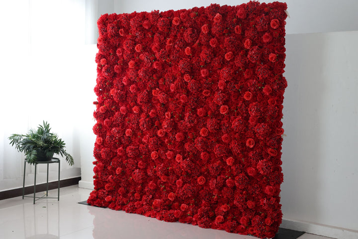 Red Roses And Hydrangeas, Artificial Flower Wall, Wedding Party Backdrop