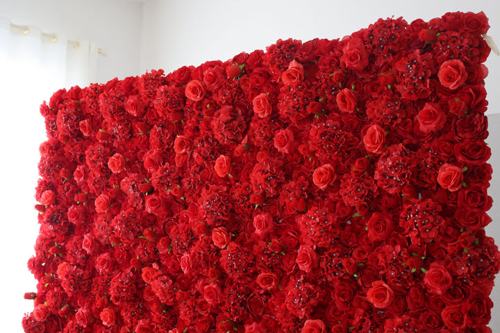 Red Roses And Hydrangeas, Artificial Flower Wall, Wedding Party Backdrop