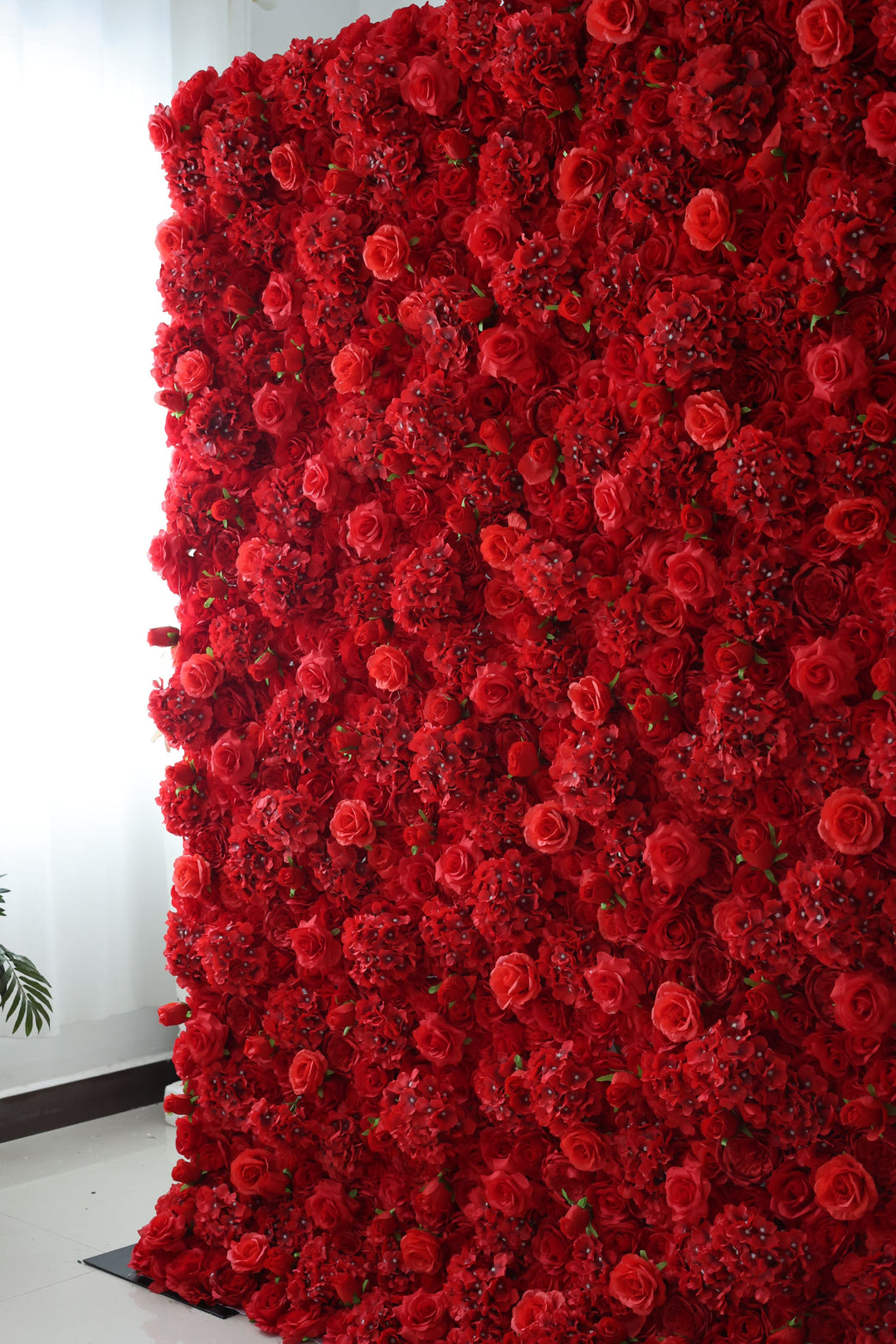 Red Roses And Hydrangeas, Artificial Flower Wall, Wedding Party Backdrop