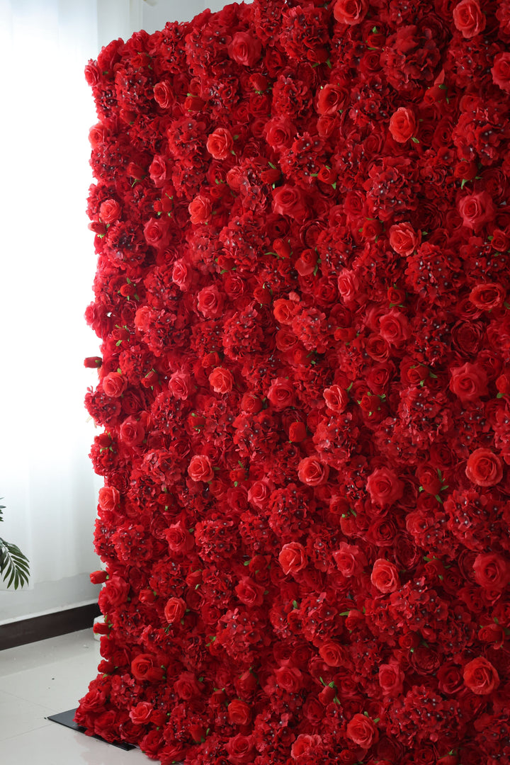 Red Roses And Hydrangeas, Artificial Flower Wall, Wedding Party Backdrop