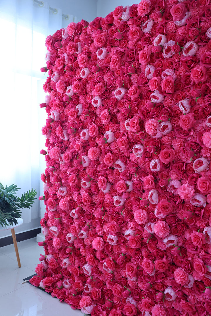 Red Roses And Pink Peonies, Artificial Flower Wall, Wedding Party Backdrop