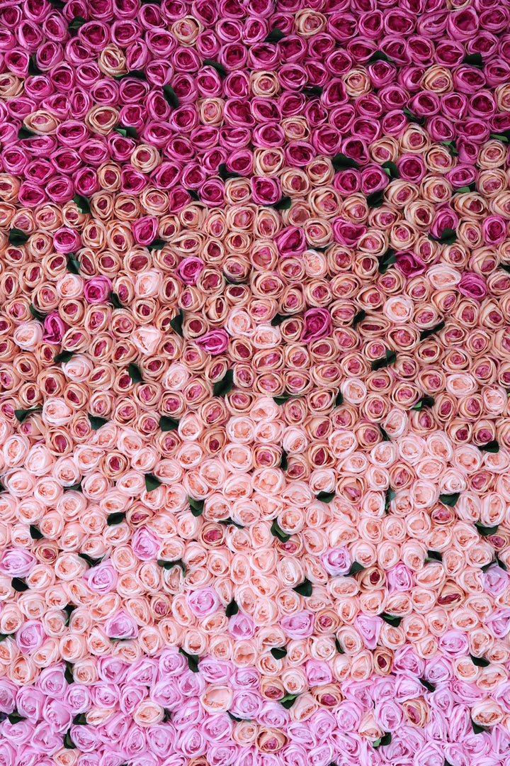 Rose And Pink And Yellow Roses, Artificial Flower Wall, Wedding Party Backdrop