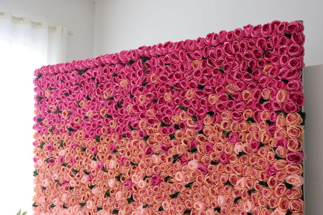 Rose And Pink And Yellow Roses, Artificial Flower Wall, Wedding Party Backdrop