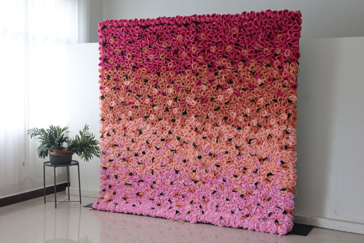 Rose And Pink And Yellow Roses, Artificial Flower Wall, Wedding Party Backdrop