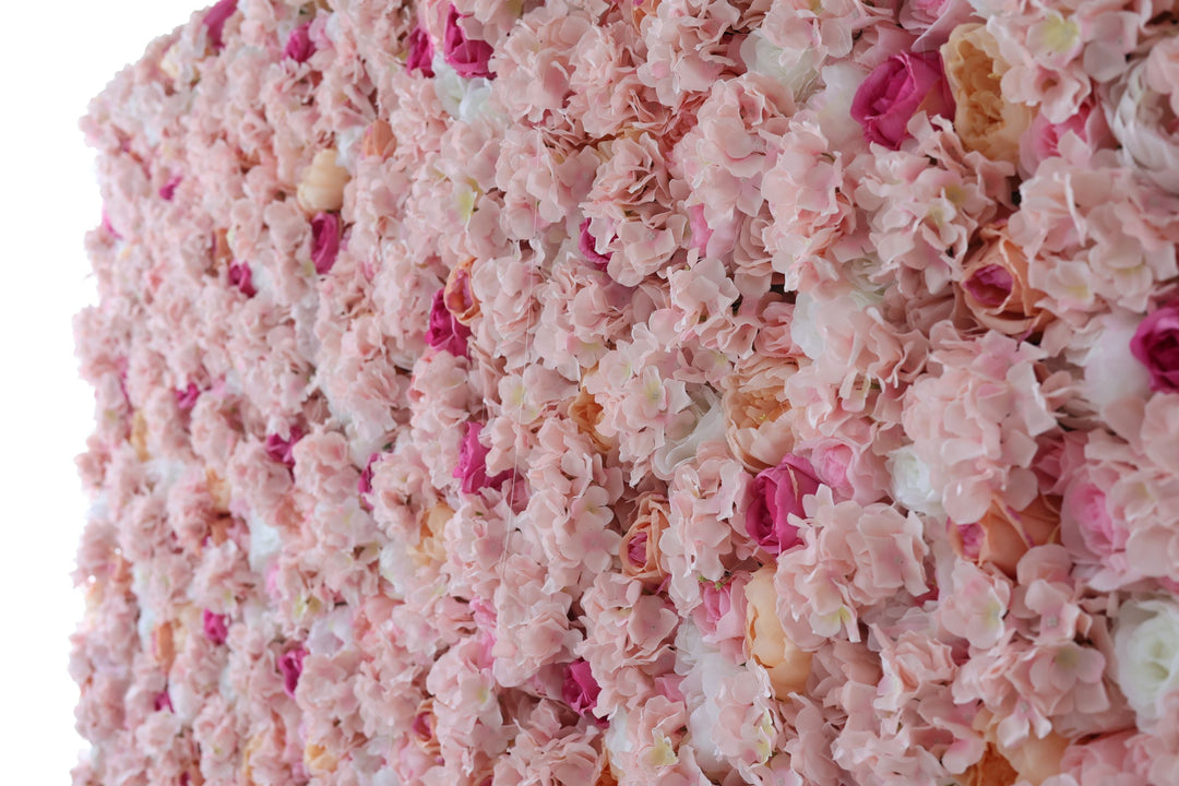 Rose And Pink Roses And Pink Hydrangeas, Artificial Flower Wall, Wedding Party Backdrop