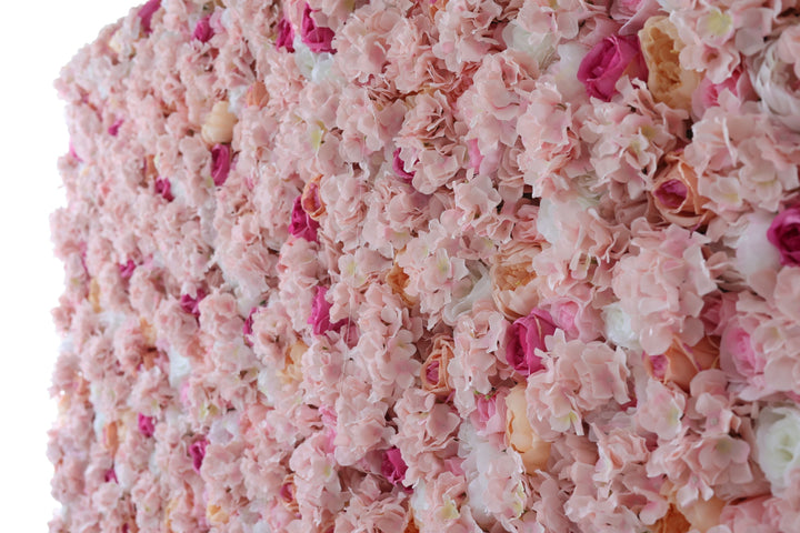 Rose And Pink Roses And Pink Hydrangeas, Artificial Flower Wall, Wedding Party Backdrop