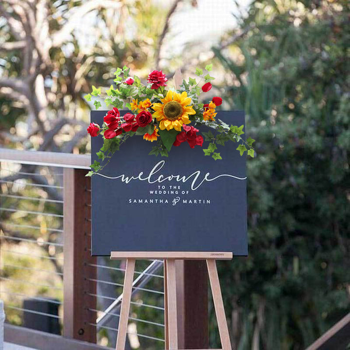 Sunflower Arrangement For Signage,Floral Arrangement For Signage, Wedding Welcome Signag