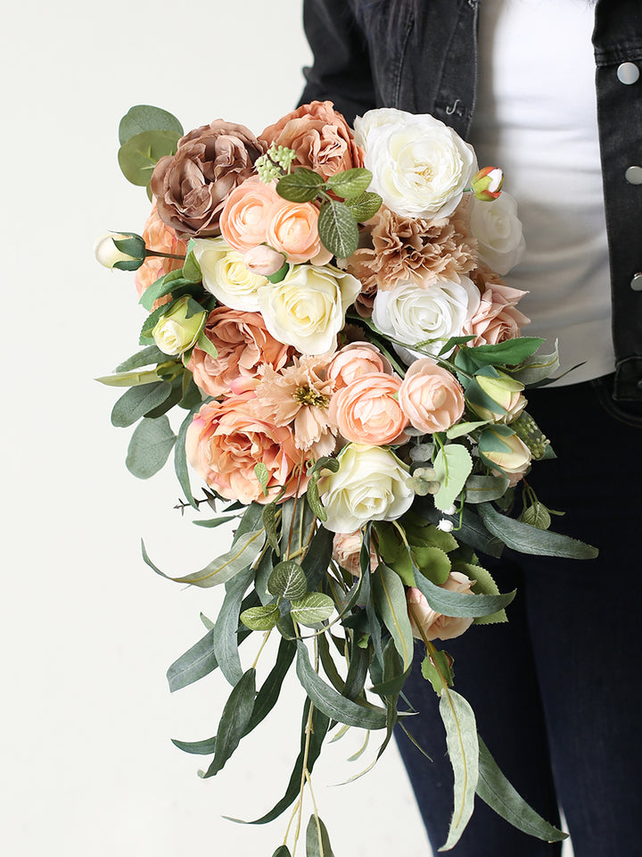 Retro Rose Wedding Bridal Bouquet Flowers, Diy Artificial Wedding Flowers