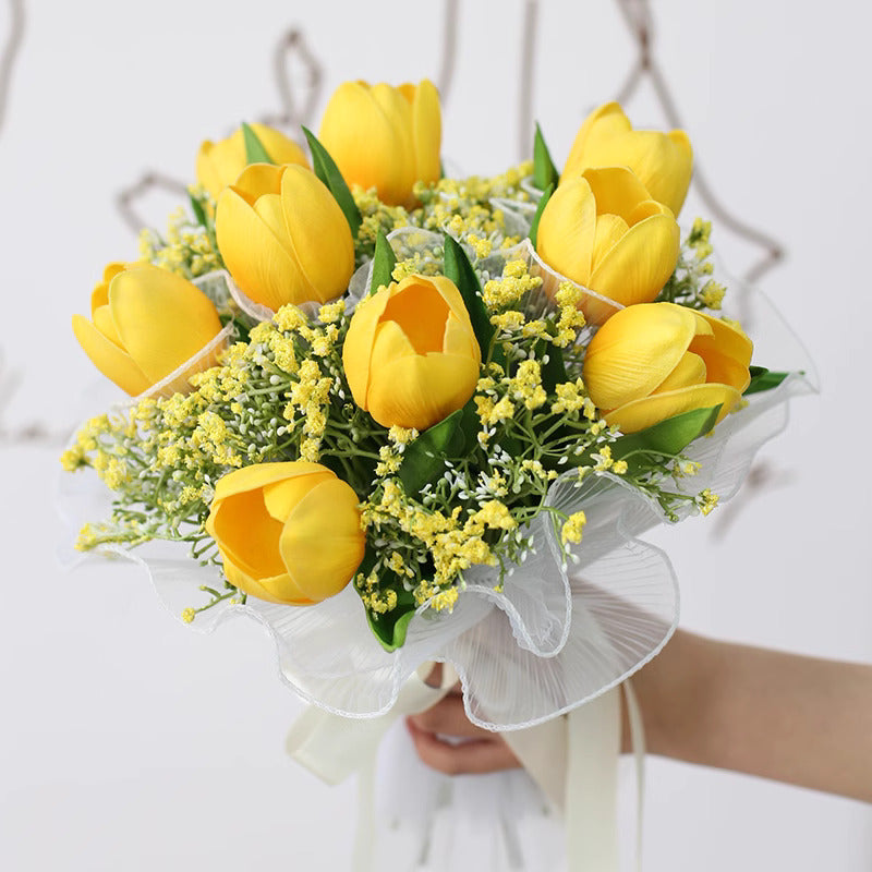 Tulip Wedding Bridal Bouquet Flowers, Diy Artificial Wedding Flowers