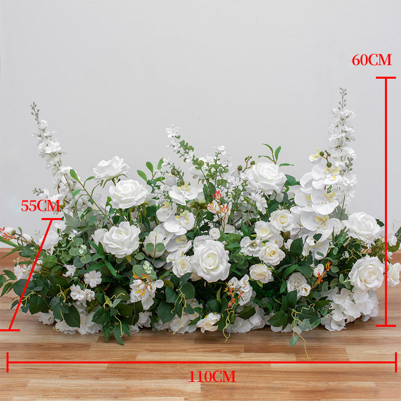 White Roses With Green Leaves, Floral Arch Set, Wedding Arch Backdrop