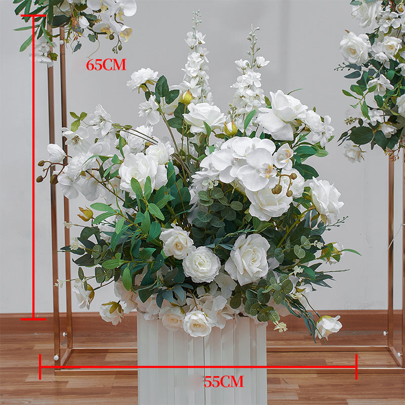 White Roses With Green Leaves, Floral Arch Set, Wedding Arch Backdrop