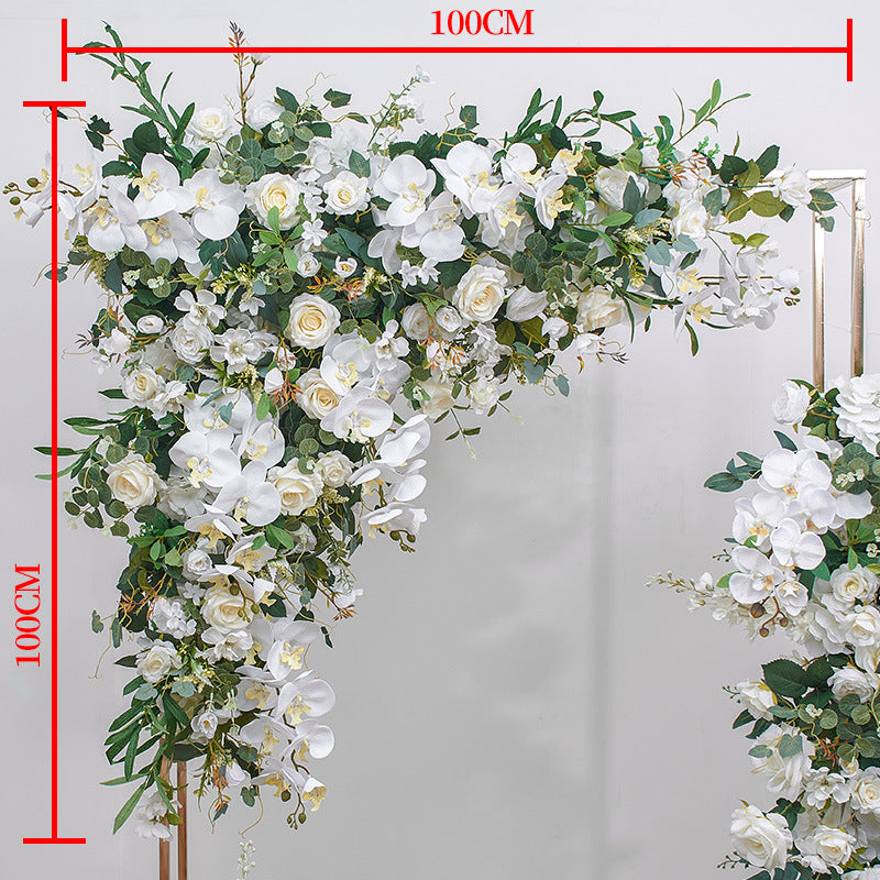 White Roses With Green Leaves, Floral Arch Set, Wedding Arch Backdrop