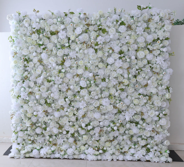 White Roses With Hydrangeas, 3D, Fabric Backing Artificial Flower Wall