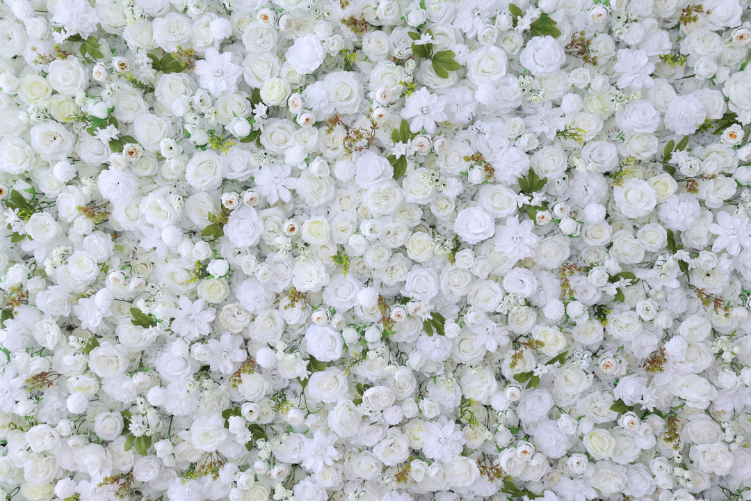 White Roses With Hydrangeas, 3D, Fabric Backing Artificial Flower Wall